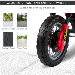 Moto Cross Electric pentru Copii cu Role din PP și fier, 102×53×66cm Roșu HOMCOM | Aosom RO