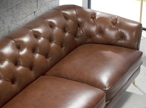 Canapea 3 locuri din piele naturala capitonata Cowhide leather brown