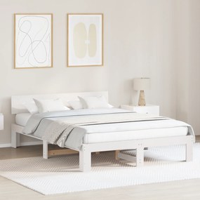 vidaXL Cadru de Pat cu Tăblie Alb 140x200 cm Lemn Masiv de Pin