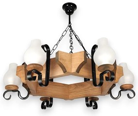 Candelabru rustic fabricat manual din lemn dim.65x65cm, 6 brate Queen WOOD-QU-SP6