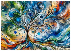 Tablou pe sticlă – Arbore energetic colorat (70x50 cm)