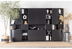 Bibliotecă modulară neagră din lemn masiv de pin 78x210 cm Finca – WOOOD