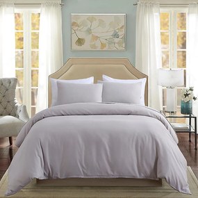 Lenjerie de pat matrimonial Premium Ranforce uni gri deschis / 200x220 cm dimensiune standard