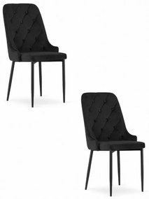 Scaun Bucatarie Si Dining CAPRI  Catifea Negru /Picioare Negre  x 2 Buc