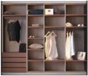 Dulap lemn masiv Calista Negru-Rose Gold, 260 × 68 × 230 cm