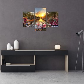 Tablou - Răsărit de soare la Amsterdam (90x60 cm)