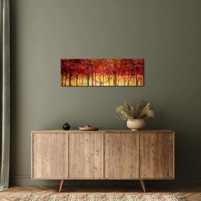 Tablou - Pictura pădurii cu frunziș (cu ceas) (90x30 cm)