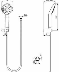 Set de dus Ideal Standard IdealRain Evo Diamond cu para dus 115 mm si agatatoare