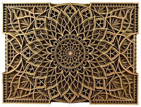 Tablou mandala din lemn - Floare infinita