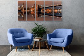 Tablou 5-piese reflexie Manhattanului în apă