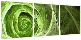 Tablou - Abstract Rose Green (cu ceas) (90x30 cm)