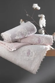 Prosop de corp DESTAN cu dantela 85x150 cm Violet / Liliac