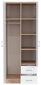 Dulap Miami 80x205 cm alb-stejar sonoma