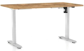 Masă înălțime reglabilă OfficeTech A, 120 x 80 cm, picioare albe, stejar auriu