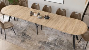 Mazzoni Masă ovală extensibilă EXPANSO Stejar Craft Auriu / picioare negre