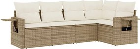 vidaXL Set canapele de grădină cu perne, 5 piese, bej, poliratan