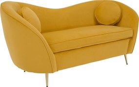 Canapea cu 2 locuri de design, ţesătură Velvet galbenă/gold crom auriu, EZIO TYP 2