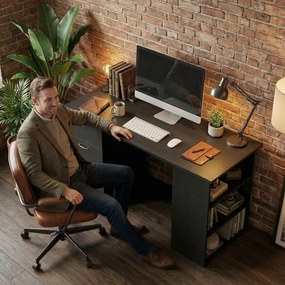 HOMCOM Birou de Calculator Modern, Masa de Lucru cu 3 Sertare și Raft pentru Depozitare, Design Elegant, Negru | Aosom Romania