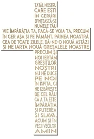 Cruce cu rugaciune gravata, alb, din MDF, 40x60 cm