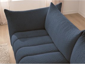 Colțar albastru închis cu tapițerie din țesătură bouclé (cu colț pe partea stângă/cu șezlong) Azra – Bobochic Paris