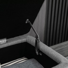 HOMCOM Bancă cu spațiu de depozitare, bancă tapițată cu aspect de in, cutie de depozitare cu picioare din oțel 102 x 40 x 44 cm, Gri | Aosom Romania