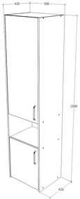 Dulap Malmo, 2 Usi, cu spatiu, Stejar Alb/Antracit, 50 x 42 x 200 cm