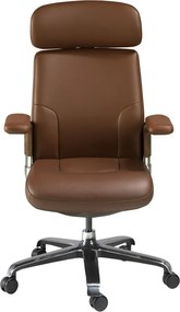 Scaun de birou modern piele sintetica si furnir de nuc Brown