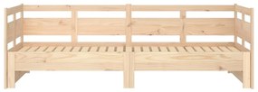 Pat de zi extensibil, 2x(80x200) cm, lemn masiv de pin Maro, 80 x 200 cm