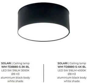 Spot aplicat, Plafoniera LED 3000K SOLARI negru, 8cm