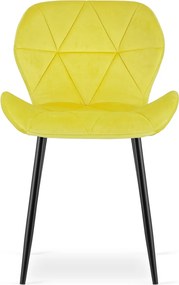 Scaun de masa MANGO din piele ecologica cu picioare negre, galben
