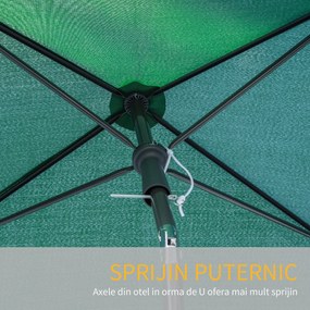 Outsunny Umbrelă pentru Grădină Dreptunghiulară, cu Inclinare Reglabilă și Stâlp din Aluminiu, 2x2.4m, Verde/Negru | Aosom Romania