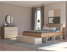 Comodă crem/în culoare naturală cu aspect de lemn de stejar 100x80x40 cm Dennis – Marckeric