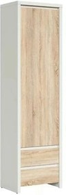 Dulap KASPIAN, stejar sonoma/alb, PAL, cu o usa si 2 sertare, 56x41x20