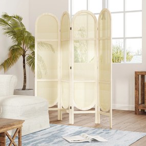 HOMCOM Paravan interior din lemn, 4 panouri, 170 x 160 cm, pliabil si portabil, model impletit manual, lemn natural | Aosom Romania