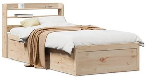 vidaXL Cadru de pat cu tăblie, 75x190 cm, lemn masiv de pin