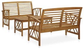 vidaXL Set mobilier de grădină, 3 piese, lemn masiv de acacia