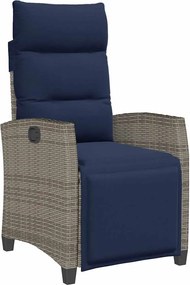 vidaXL Scaun de grădină înclinabil cu măsuță laterală polirattan gri