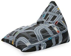 Sac de șezut Triangl pistă auto pentru copii, gri / negru