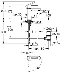 Baterie lavoar GROHE 23870003 PLUS, mărime S, crom lucios