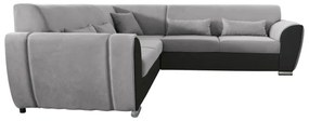 Canapea colțar extensibilă VISEU, orientare stânga, gri/negru, cu spațiu de depozitare, configurație în L