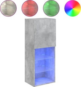 vidaXL Comodă TV cu lumini LED, gri beton, 40,5x30x102 cm