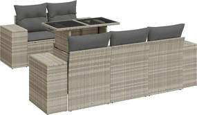 vidaXL Set canapele de grădină cu perne, 6 piese gri deschis poliratan