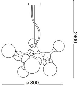 Ideal Lux - Lustră pe cablu NODI 9xE14/28W/230V Ø 80 cm alamă/albă