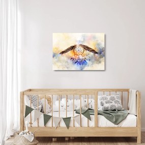 Tablou pe sticlă - Captator de vise cu pene (70x50 cm)