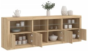 vidaXL Dulap cu lumini LED, stejar sonoma, 202x37x67 cm