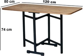 Masa Bucatarie pliabila cu roti Homs negru marmorat 120 x 80 x 74 cm