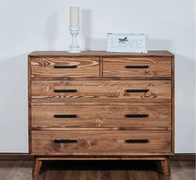 Comodă lemn masiv Timeless 3+2 Sertare Whisky, 98 × 45 × 85 cm