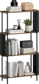 HOMCOM Raft cu 4 niveluri, raft independent cu design curbat, raft industrial pentru cărți, aspect lemn maro | Aosom Romania