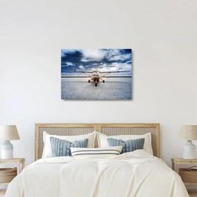Tablou pe sticlă cu aeroplan cu motor (70x50 cm)