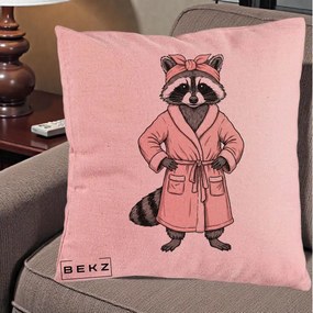 Perna Decorativa Albinuta Kawaii Vesela, 40x40 cm, Roz, Husa Detasabila, Perna Inclusa, BEKZ®